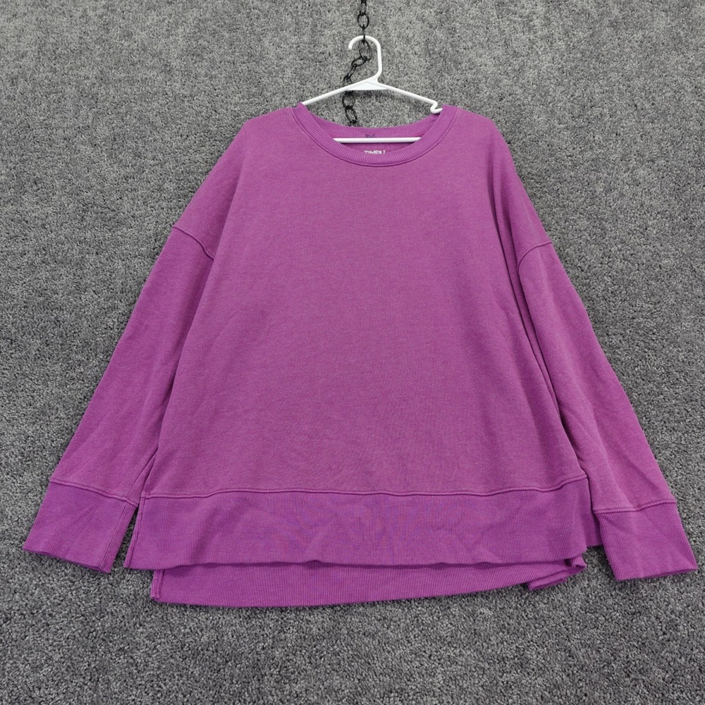 Time and Tru Sweatshirt Womens XXL Purple Crewneck Long Sleeve Pullover Cotton